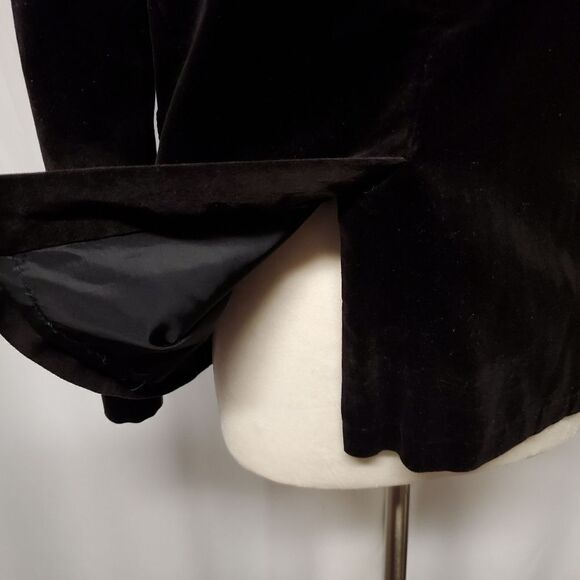 Vintage 80s Retro Black Velvet Punk Goth Rocker Steampunk Power Blazer Medium - Picture 6 of 12